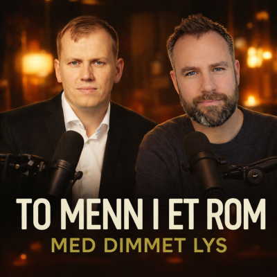To menn i et rom med dimmet lys